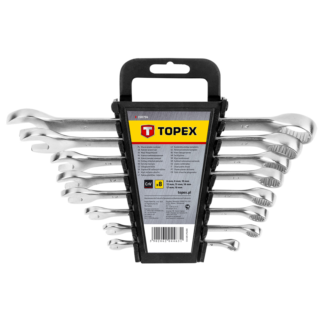 E-shop TOPEX Kľúče očkoploché 6-19 mm, 8 ks 35D756
