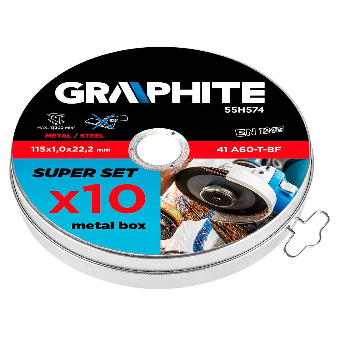 E-shop GRAPHITE Rezací kotúč na kov, 115 x 1.0 22.2 mm, 41 A60-T-BF, 10 ks. 55H574