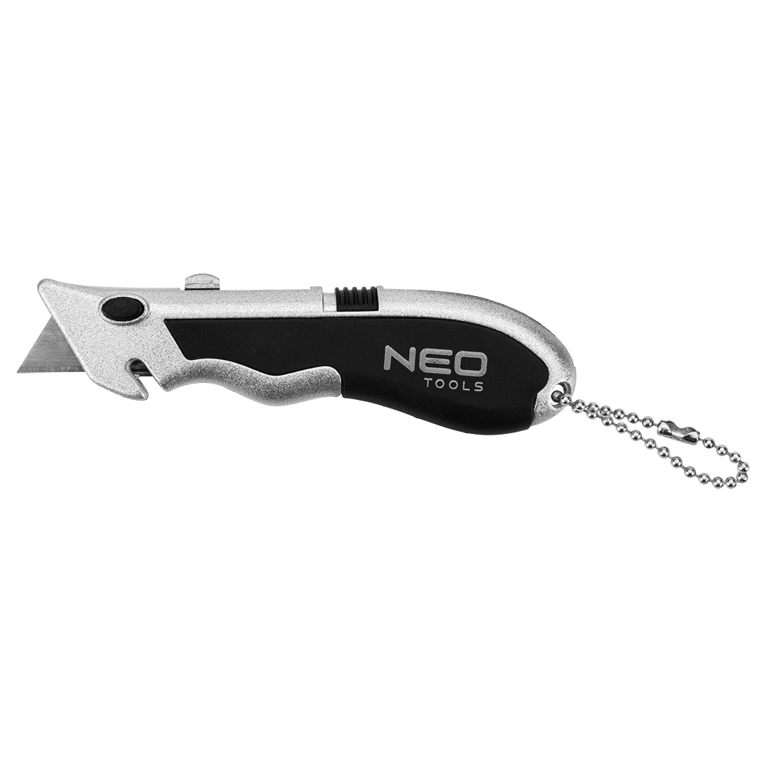 NEO TOOLS Mini lichobežníkový nôž + 4 čepele v nádobe, násobky po 30. 63-703