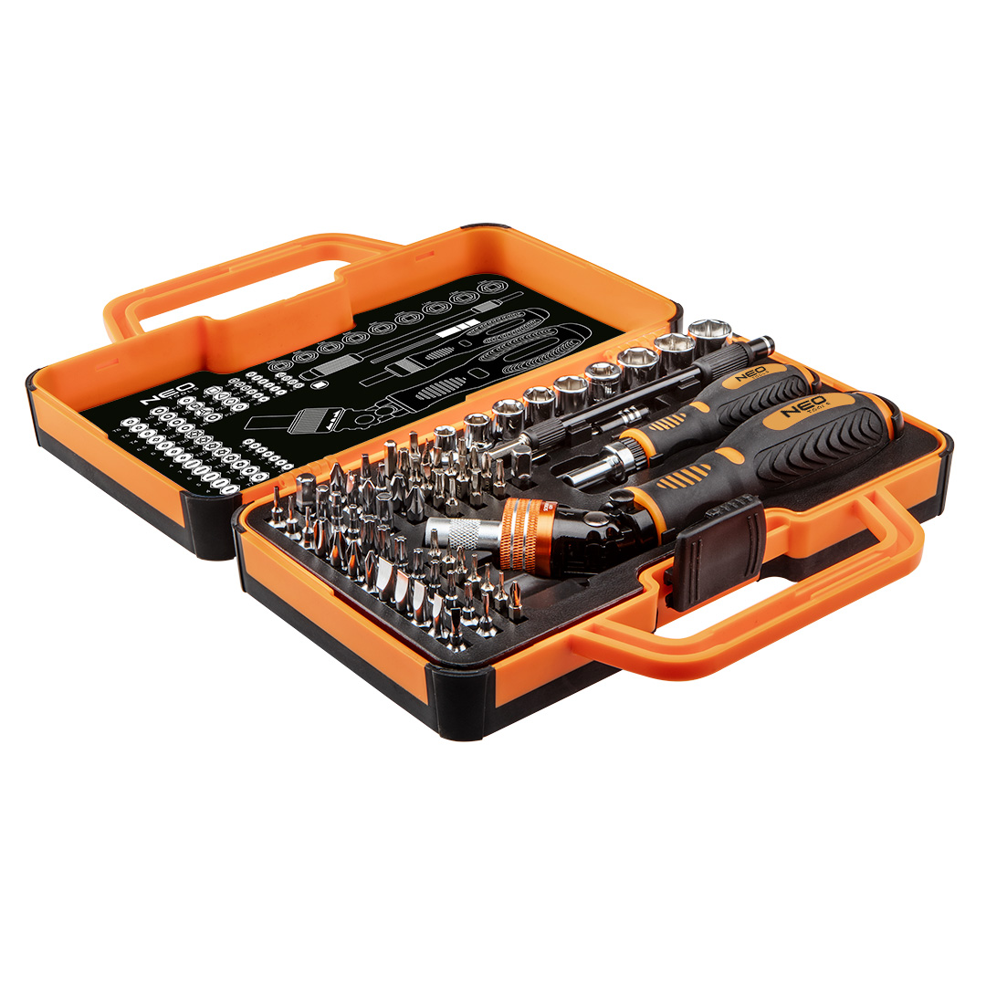 E-shop NEO TOOLS Skrutkovacie nástavce so skľučovadlom 69 ks 06-116