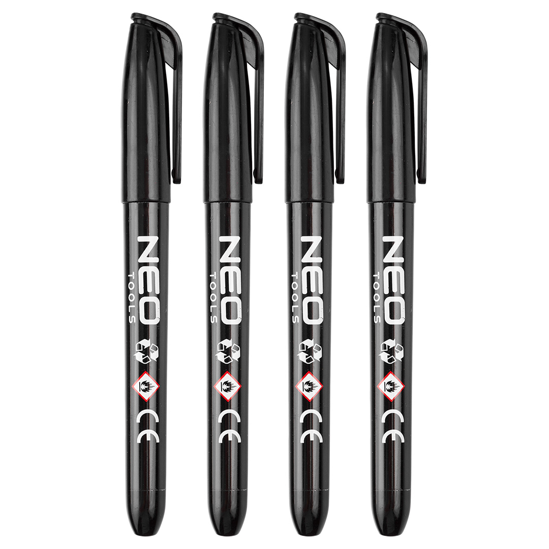 E-shop NEO TOOLS Stavebný popisovač, čierny, permanentný, vodeodolný, na olejovej báze, 4 kusy 13-856