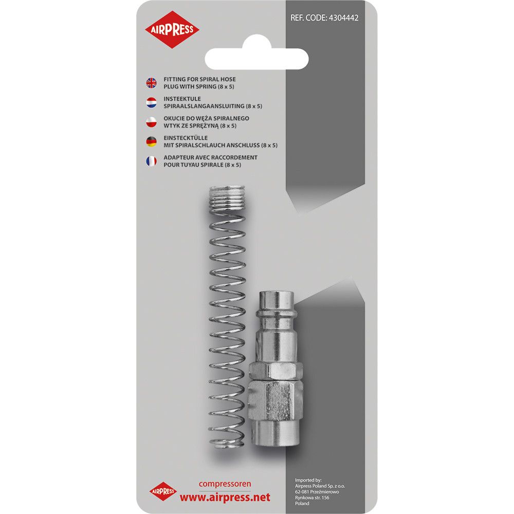 E-shop Kovanie na špirálovú hadicu 8 x 5 mm, zástrčka s pružinou v blistri