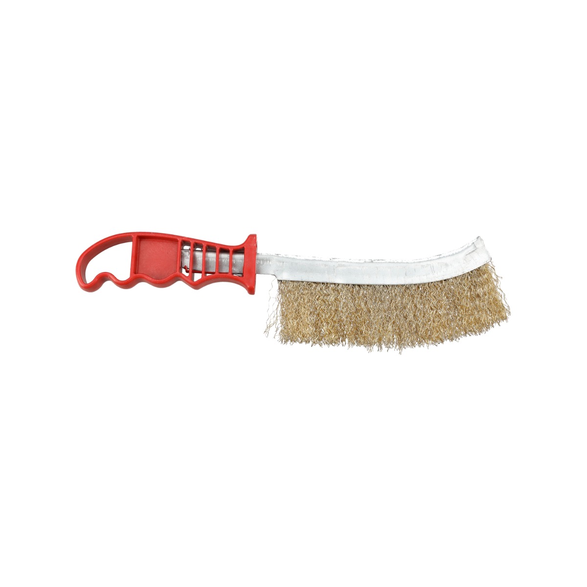 Brass-coated hand wire brush for cleaning rims