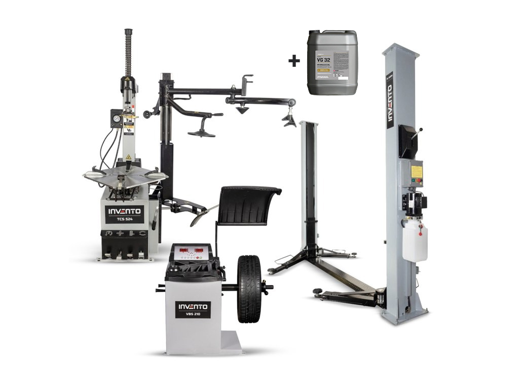 E-shop Invento Zvýhodnený set pre pneuservis - prezúvačka s pomocným ramenom TCS 524 2V HA, vyvažovačka VBS 210, zdvihák 400V EL S40M