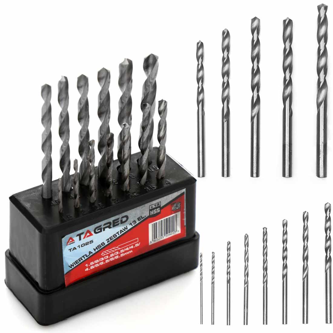 E-shop Sada vrtákov do kovu HSS, vrtáky 1,5-6,5 mm 13 ks TA1025