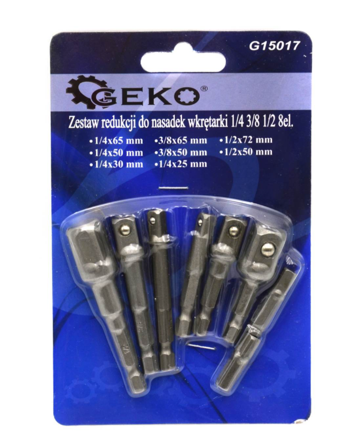 E-shop Geko Sada adaptérov do vŕtačky 8ks 1/2" 1/4" 3/8" G15017