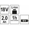 Akumulátor Li Ion 18V 2.0Ah Yato (1)