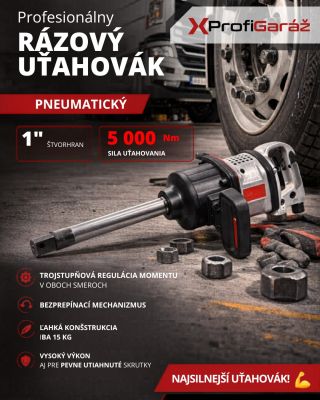 Vsaď na poriadny VÝKON! 5000 Nm 💪 Profesionálny pneumatický rázový uťahovák. ⚡ Prečo ho ocenia profesionáli: ✔️ Extrémny...