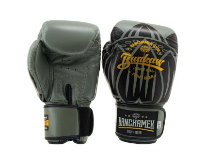 Boxerské rukavice BUAKAW BGL-UL1 kožené khaki/černá