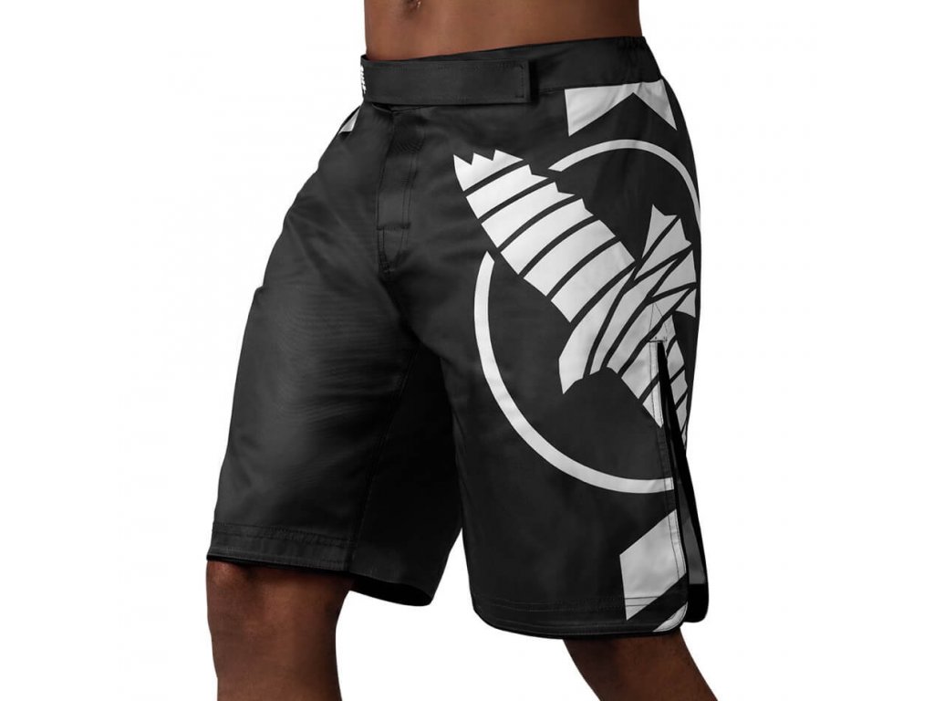 hayabusa icon fight shorts black white main