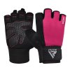 GYM WEIGHT LIFTING GLOVES W1 HALF PINK PLUS-L (Veľkosť L)