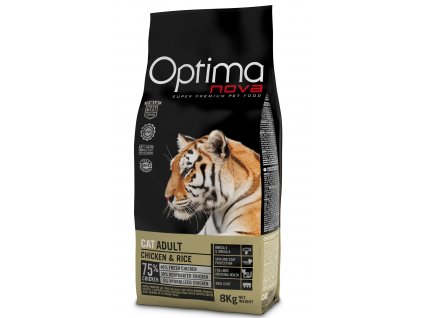 OPTIMAnova CAT ADULT Chicken&Rice 8kg  + Dárek 2x masová kapsička ZDARMA