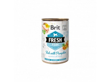Brit Dog Fresh konzerva Fish with Pumpkin 400g Brit Fresh nabízí delikátní, kompletní a vybalancovanou výživu s masem, zeleninou, ovocem a bylinkami z lokálních zdrojů.