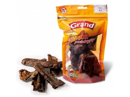 Grand Hovězí sušené plíce 50g 100100% kvalitní český sušený pamlsek, který zachovává v sobě vitamíny a vše potřebné. Zároveň přispívá ke zdravějšímu chrupu