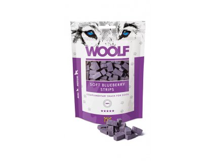 WOOLF pochoutka soft blueberry strips 100g  Vysoce kvalitní masový pamlsek pro psy