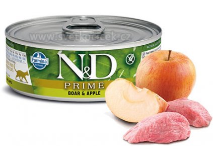 N&D CAT PRIME Adult Boar & Apple 80g Kvalitní chutné konzervy