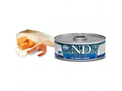 N&D CAT OCEAN Adult Tuna & Cod & Shrimp & Pumpkin 70g 1+1  + +1 zdarma