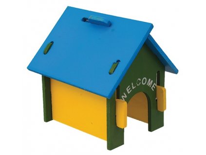 Domek SMALL ANIMAL dřevěný barevný 17 x 15 x 17,5 cm  Pěkny stylový dřevěný domek pro hlodavce