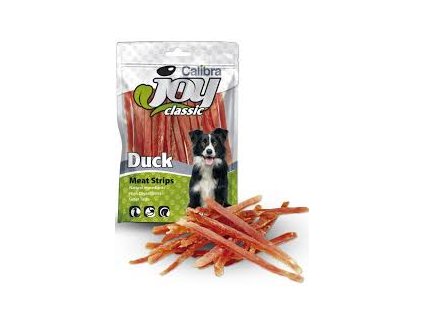 Calibra Joy Dog Classic Duck Strips 80g  Masový pamlsek Calibra Joy pro psy - proužky z kachního masa s vysokým obsahem proteinů a nízkým obsahem tuku.