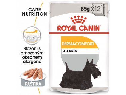 ROYAL CANIN Dermacomfort Dog Loaf kapsička s paštikou pro psy s problémy s kůží 12ks/bal.  Masové kapsičky pro psy s problémy s kůží