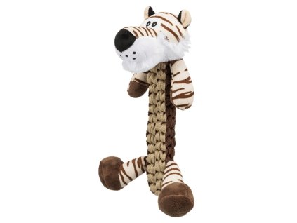 Tygr s opleteným tělem, robustní hračka se zvukem, 32 cm  kvalitní pevná hračka pro psy