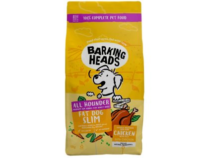 BARKING HEADS All Hounder Fat Dog Slim Chicken 12kg  + Dárek Hovězí konzerva 415g ZDARMA