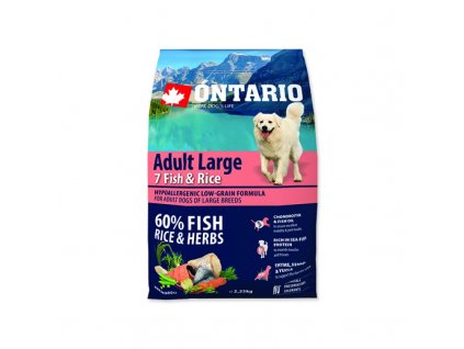 ONTARIO Dog Adult Large Fish & Rice 12kg  + dárek Hovězí masové paté 300g ZDARMA