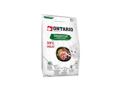 ONTARIO Cat Sensitive / Derma 6,5kg  + dárek Hovězí masová kapsička 100g ZDARMA