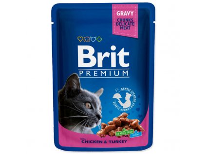 Brit Premium Cat kapsa with Chicken & Turkey 10x100g -  výhodné balení  výhodné balení