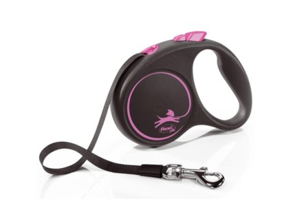 Vodítko FLEXI Black Design M pásek 5m/25kg růžová NEW