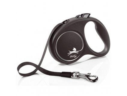 Vodítko FLEXI Black Design S pásek 5m/15kg stříbrnáNEW