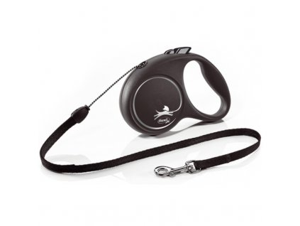 Vodítko FLEXI Black Design S lanko 5m/12kg stříbrnáNEW