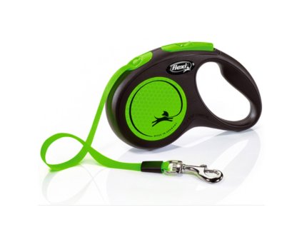 Vodítko FLEXI Neon M pásek 5m/25kg černá/zelená NEW
