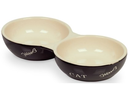 Nobby Cat keramická dvojmiska 22 cm černá
