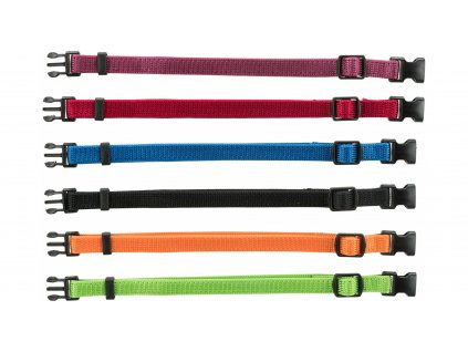 Balení nylon.rozeznávacích obojků pro štěňata M-L 22-35cm/10mm čn,čv,md,zel,or,fi - 6ks
