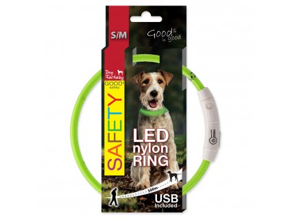 Obojek DOG FANTASY LED nylonový zelený S-M 1ks