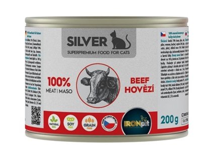 0031803 ironpet silver cat hovezi 100 masa konzerva 200 g 1170