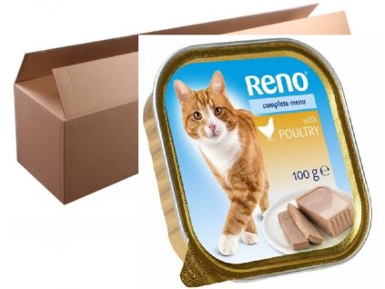 RENO Cat drůbeží se zeleninou, vanička 100 g - bal. 15+1 zdarma