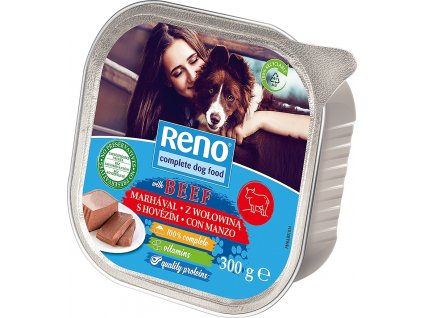 RENO Dog hovězí, vanička 300 g  - bal. 8+1 zdarma