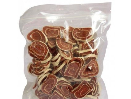 Závitek kachní 250g Hovězí maso 45%, tresčí40%.Doplňkové krmivo.