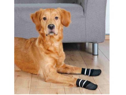 Protiskluzové ponožky černé 2 ks pro psy bavlna/lycra