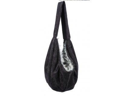 Měkká přední taška - gondola s vnitřní kožešinou, 22 x20 x 60 cm, černá/šedá (nosnost do 5 kg) - DOPRODEJ! DOPRODEJ