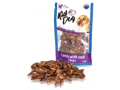 KIDDOG jehněčí lupínky s mořskou treskou 80 g