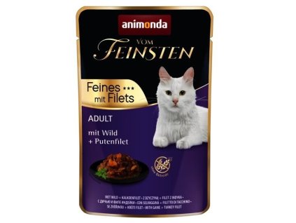 Vom Feinsten Adult FEINES mit Fillets - zvěřina + krůtí filet, kapsička pro kočky 85 g