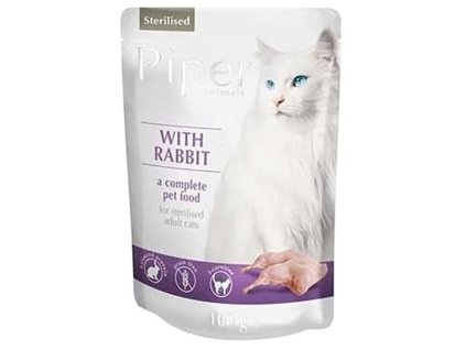 PIPER CAT kapsička pro sterilizované kočky, s králíkem, 100g