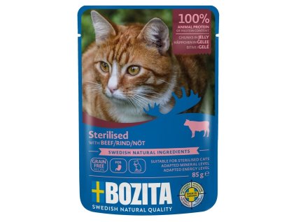 Bozita Cat Sterilised kousky v želé s hovězím, kapsička 85 g