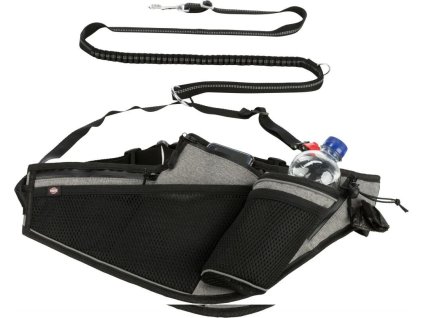 Joggingový pás s vodítkem, pás: 70-130 cm, vodítko 1.15-1.50 m, 20mm, šedá