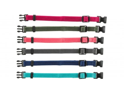 Balení nylon.rozeznávacích obojků pro štěňata M-L 22-35cm/10mm,fuchs,šedá,mod,khaki,korál,tyrkys - 6ks