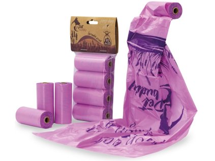 PetBuddy sáčky na exkrementy LEVANDULE 4 role/ á 20 sáčků s potiskem a vůní