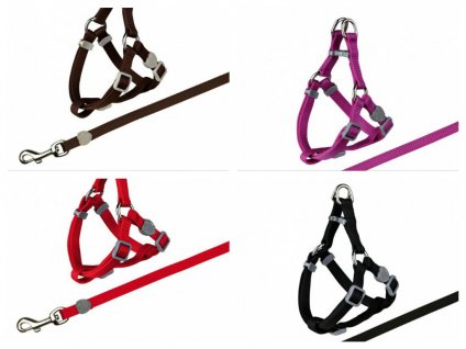 Nylonový postroj s vodítkem pro kočku 26-37cm/10mm, 1,20m